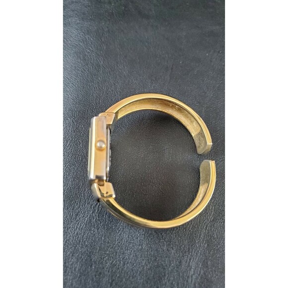 ANYA Hindmarch Gold Tone Square White Face Bangle Quartz Ladies Cuff Watch - Picture 9 of 11